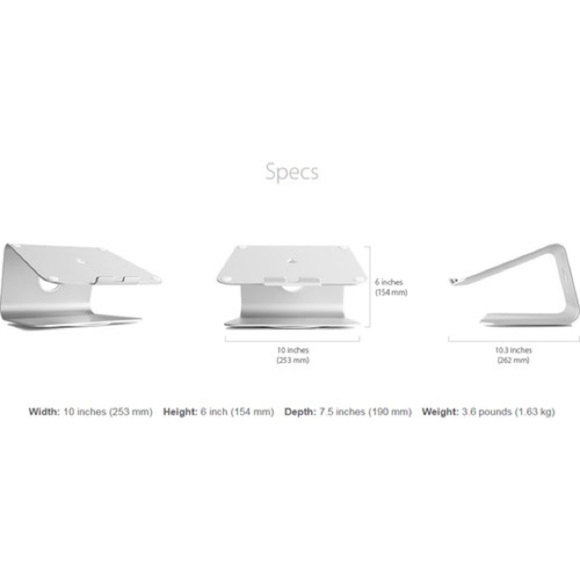 Rain Design mStand360 Silver Laptop Stand w/ Swivel Base, New In Box - Picture 4 of 10